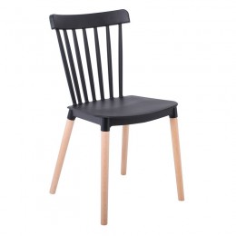 LINA Καρέκλα Τραπεζαρίας - Κουζίνας, 44x51x84cm PP Μαύρο, Πόδια Οξιά Φυσικό ΕΜ1391,2