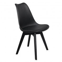 MARTIN Καρέκλα Ξύλο Μαύρο, 49x57x82cm PP Μαύρο Μονταρισμένη Ταπετσαρία ΕΜ136,240