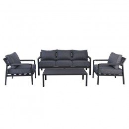 RIVIERA Set Σαλόνι Κήπου 120x62x36/184x76x75/68x76x75cm ALU: 3Θέσιος+2 Πολυθρόνες+Τραπέζι Σκελετός & Μαξιλάρια Ανθρακί Ε6843