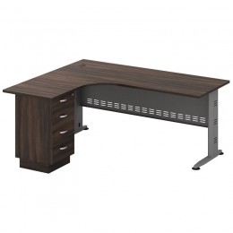 SUPERIOR Γραφείο Αριστερή Γωνία 180x70/150x60cm - Απόχρωση Γκρι - Σκούρο Καρυδί ΕΟ703,L1