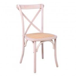 DESTINY Καρέκλα Τραπεζαρίας Οξιά Απόχρωση Decape Άσπρο, 48x52x89cm Κάθισμα Ψάθα, Στοιβαζόμενη Ε7020,4