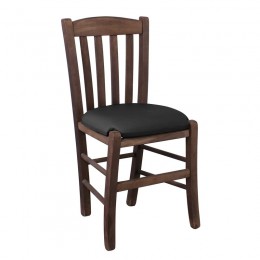 CASA Καρέκλα Οξιά Βαφή Εμποτισμού Καρυδί, 42x45x88cm Κάθισμα Pu Μαύρο Ρ966,Ε2Τ