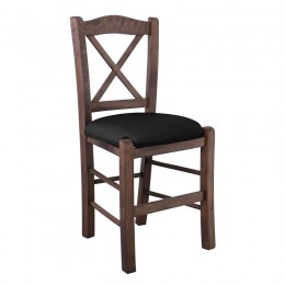 METRO Καρέκλα Οξιά 43x47x88cm Βαφή Εμποτισμού Καρυδί, Κάθισμα Pu Μαύρο Ρ967,Ε2Τ