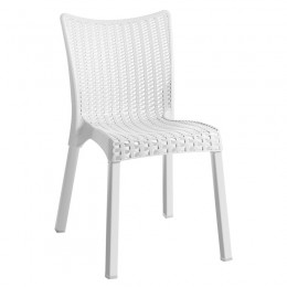 DORET Καρέκλα Στοιβαζόμενη PP Άσπρο, 50x55x83cm με πόδι αλουμινίου Ε3803,2
