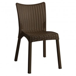 DORET Καρέκλα Στοιβαζόμενη PP  Καφέ Σκούρο, 50x55x83cm με πόδι αλουμινίου Ε3803,4