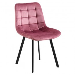 MYRIAM Καρέκλα Τραπεζαρίας, Μέταλλο Βαφή Μαύρο, 50x56x83cm Ύφασμα Velure Απόχρωση Dirty Pink ΕΜ7913,1