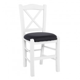 METRO Καρέκλα Οξιά 43x47x88cm Βαφή Εμποτισμού Άσπρο Κάθισμα Pu Μαύρο  Ρ967,Ε8Τ