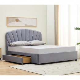 ARIEL Κρεβάτι Διπλό για Στρώμα 160x200cm, με Συρτάρι, 170x218x115cm Velure Απόχρωση Γκρι Ε8116,1