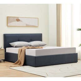 WALTER Κρεβάτι Διπλό με Χώρο Αποθήκευσης, 170x221x100cm για Στρώμα 160x200cm, Ύφασμα Σκούρο Γκρι Ε8112,1