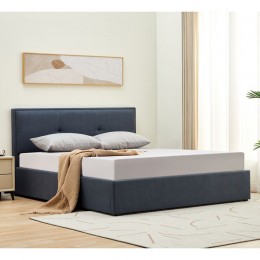 WALTER Κρεβάτι Διπλό με Χώρο Αποθήκευσης, 160x221x100cm για Στρώμα 150x200cm, Ύφασμα Σκούρο Γκρι Ε8113,1