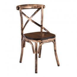 MARLIN Wood Καρέκλα Dark Oak,  52x51x86cm Μέταλλο Βαφή Black Gold Ε5160,2