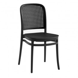 FLORENCE Καρέκλα PP Μαύρο, 41x41x83cm PP Rattan Μαύρο, Στοιβαζόμενη Ε387,3