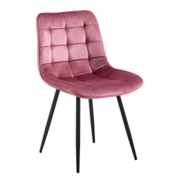 MYRIAM-R Καρέκλα Τραπεζαρίας, Μέταλλο Βαφή Μαύρο, 50x58x83cm Ύφασμα Velure Απόχρωση Dirty Pink ΕΜ7913,1R