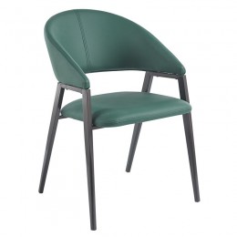 DELI Πολυθρόνα Μέταλλο Βαφή Μαύρο, Pu Forest Green ΕΜ175,1