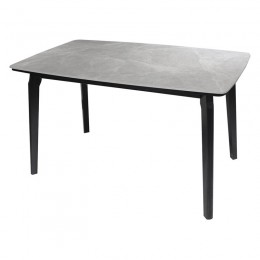 DALIN Τραπέζι Τραπεζαρίας- Κουζίνας, 130x80x74cm Ξύλο Μαύρο-Επιφάνεια Sintered Stone Grey Marble Ε796,2
