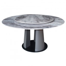 LAZY SUSAN Τραπέζι με κεντρική Περιστρεφόμενη επιφάνεια, Φ150-95x76cm Βάση Μέταλλο-Επιφάνεια Μάρμαρο ΕΜ784,1