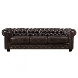 CHESTERFIELD 689 Καναπές 4Θέσιος Σαλονιού Καθιστικού, 241x92x74cm Δέρμα Απόχρωση Καφέ Ε9574,4