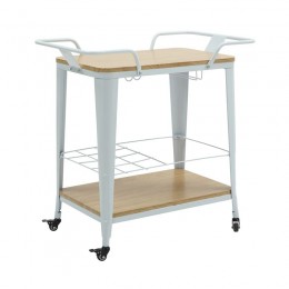 RELIX Trolley Bar-Pro Μέταλλο Βαφή Άσπρο, 74x49x82cm MDF Απόχρωση Φυσικό Ε5211,2