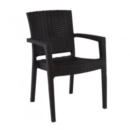 LORA-Pro Πολυθρόνα Στοιβαζόμενη, 58x61x87cm PP (Rattan Look) Απόχρωση Καφέ Σκούρο Ε303,40
