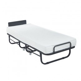 COLMAN Κρεβάτι Πτυσσόμενο Βοηθητικό Μέταλλο Βαφή Μαύρο, Στρώμα 12cm