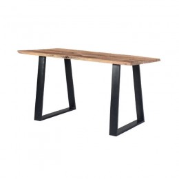 LIZARD-W Slim Τραπέζι Κουζίνας-Τραπεζαρίας, 140x80x77cm Solid Wood 25mm Μέταλλο Βαφή Μαύρο, Ξύλο Ακακία Φυσικό ΕΑ7095,SW