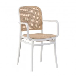 FLORENCE Πολυθρόνα PP Άσπρο, 54x54x84cm PP Rattan Μπεζ, Στοιβαζόμενη Ε387,10