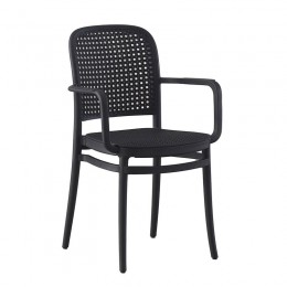 FLORENCE Πολυθρόνα PP Μαύρο, 54x54x84cm PP Rattan Μαύρο, Στοιβαζόμενη Ε387,30