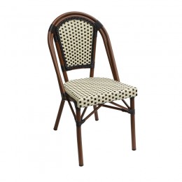 PARIS Καρέκλα Bistro Αλουμίνιο Καρυδί, 46x54x88cm Wicker Μπεζ - Καφέ, Στοιβαζόμενη Ε291,6