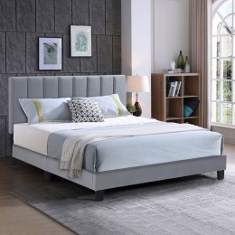 ALLEGRO Κρεβάτι Διπλό 169x215x117/127cm για Στρώμα 160x200cm, Ύφασμα Γκρι, με Κεφαλάρι πολλαπλών θέσεων Ε8804,31