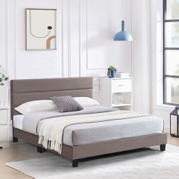 PRIMO Κρεβάτι Διπλό 169x215x117/127cm για Στρώμα 160x200cm, Ύφασμα Cappuccino, με Κεφαλάρι πολλαπλών θέσεων Ε8805,31