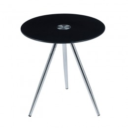 MABEL Τραπεζάκι Βοηθητικό Φ50 H.51cm Μέταλλο Χρώμιο - Γυαλί Μαύρο ΕΜ938,Β
