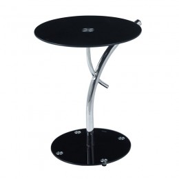 RAVEL Τραπεζάκι Βοηθητικό Φ50cm H.58cm Χρώμιο - Γυαλί Μαύρο ΕΜ939,Β