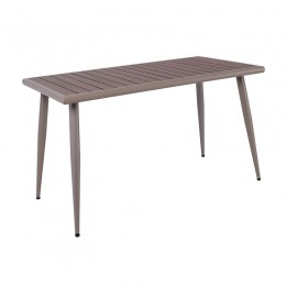 SERRANO Τραπέζι Κήπου-Βεράντας 150x80x75cm Μέταλλο Βαφή Sand Beige, Polywood Καρυδί Ε6893,1
