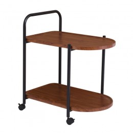 TROLLEY - Βοηθητικό Τραπεζάκι 60x38x65cm Μέταλλο Βαφή Μαύρο, MDF with PVC Απόχρωση Καρυδί ΕΜ461