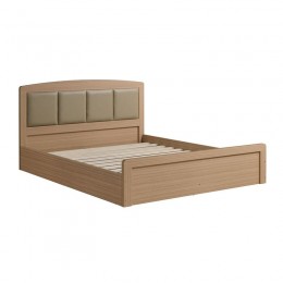 LIFE LUX Κρεβάτι Διπλό για Στρώμα 150x200cm, Απόχρωση Sonoma Oak, 158x210x100cm Κεφαλάρι Pu Μπεζ Ε73861