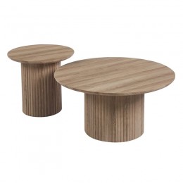 COLLIN Set-2 Τραπεζάκια Σαλονιού-Καθιστικού, Φ.50 H.45cm + Φ.80 H.40cm ΜDF Απόχρωση Sonoma Ε7694,S2