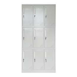 LOCKER 9 Θέσεων Μέταλλο Βαφή Ανοιχτό Γκρι 90x40x185cm Με εσωτερικά ράφια Ε6003,2