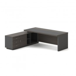 VIP Γραφείο Αριστερή Γωνία, 180x90x75/180x50x62 cm Απόχρωση Grey Walnut ΕΟ929,L