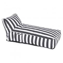 TACO MAX Πουφ Ξαπλώστρα Ανάκλιντρο, 100% Αδιάβροχο Ύφασμα Ριγέ Άσπρο/Γκρι