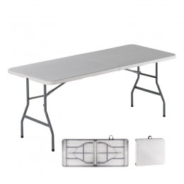 BLOW-W Τραπέζι  Συνεδρίου - Catering Πτυσσόμενο (Βαλίτσα), HDPE Άσπρο, Μέταλλο Βαφή Γκρι