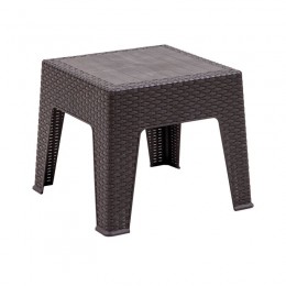 RATTAN Τραπεζάκι Βοηθητικό - Ξαπλώστρας, Στοιβαζόμενο, PP-UV (Rattan Look) Καφέ
