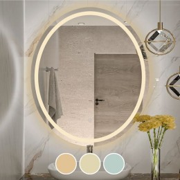 LED-3 Καθρέπτης Τοίχου Oval - Φωτιζόμενος - Αφής, με 3 επιλογές εναλλαγής χρωμάτων