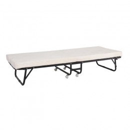 Κρεβάτι Πτυσσόμενο Βοηθητικό Μέταλλο Βαφή Μαύρο, Στρώμα 8cm foam