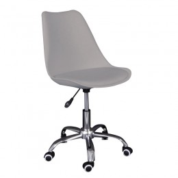 MARTIN-W Καρέκλα Γραφείου, Βάση Χρώμιο, PP & Pu Γκρι, Μονταρισμένη Ταπετσαρία