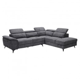 ROMEO Καναπές-Relax, Αριστερή Γωνία,Ύφασμα Γκρι, Αποθ.χώρος, Μία θέση με ηλεκτρική ανάκληση