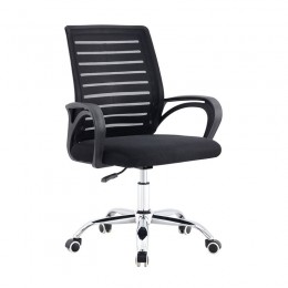 BF2140 Πολυθρόνα Γραφείου Μέταλλο Χρώμιο, Mesh Μαύρο