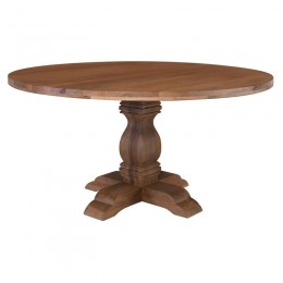 ATLAS Τραπέζι Ροτόντα Τραπεζαρίας, Ξύλο Mango, Απόχρωση Smoke Walnut