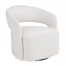 CUBA Πολυθρόνα-Περιστρεφόμενη, Σαλονιού - Καθιστικού, Teddy Ύφασμα Άσπρο