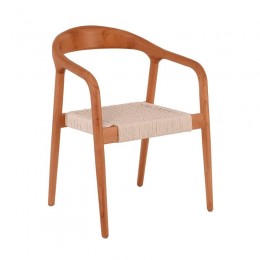 LEXY Πολυθρόνα Τραπεζαρίας Καρυδί, Κάθισμα Paper Rope