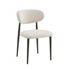 POINT Καρέκλα Τραπεζαρίας Μέταλλο Βαφή Μαύρο, Teddy Ύφασμα Άσπρο